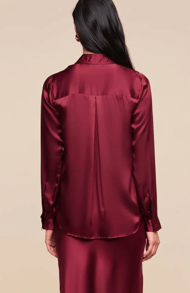 TYLER SILK BLOUSE in MERLOT RED
