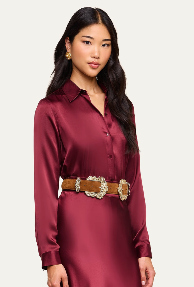 TYLER SILK BLOUSE in MERLOT RED-L'AGENCE-FLOW BY NICOLE CANADA