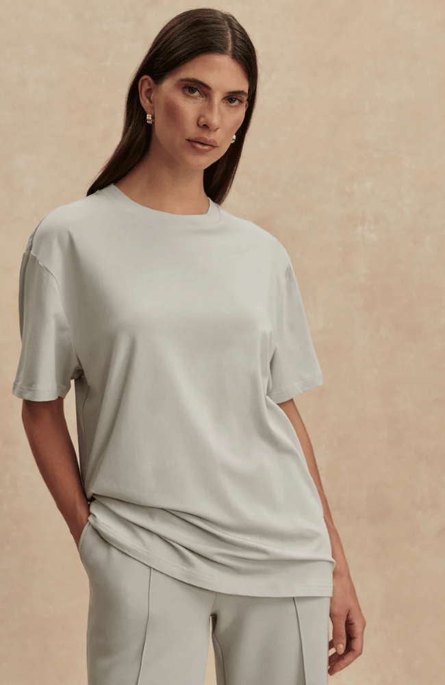 LEIGHTON BOYFRIEND TEE in BLUE CLAY-Varley-FLOW BY NICOLE CANADA