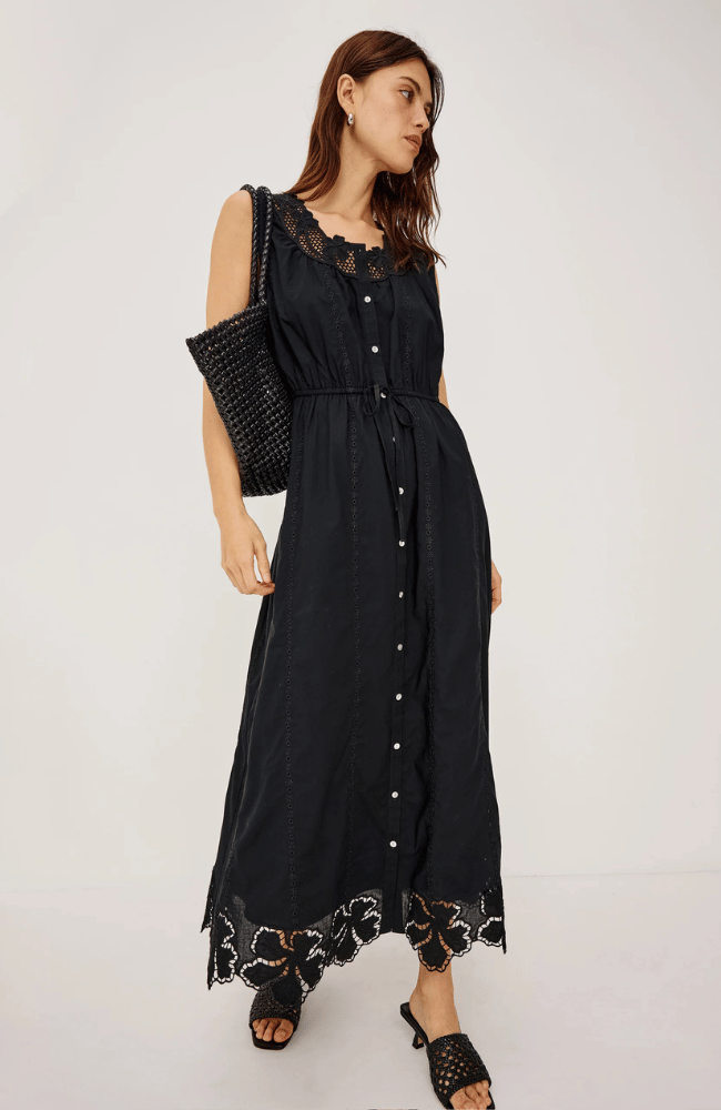 LORINA DRESS in BLACK-RAILS-FLOW BY NICOLE CANADA