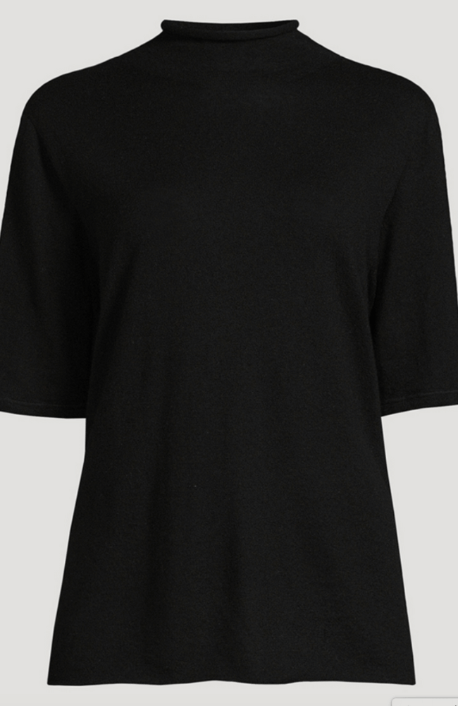 100% MACHINE WASHABLE CASHMERE ELBOW SLEEVE TURTLENECK BLACK-MAJESTIC FILATURES-FLOW BY NICOLE CANADA