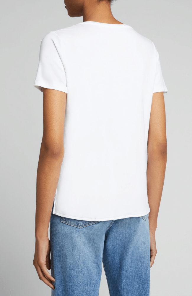 COTTON SILK SEMI RELAXED S/S V-NECK BLANC-MAJESTIC FILATURES-FLOW BY NICOLE CANADA