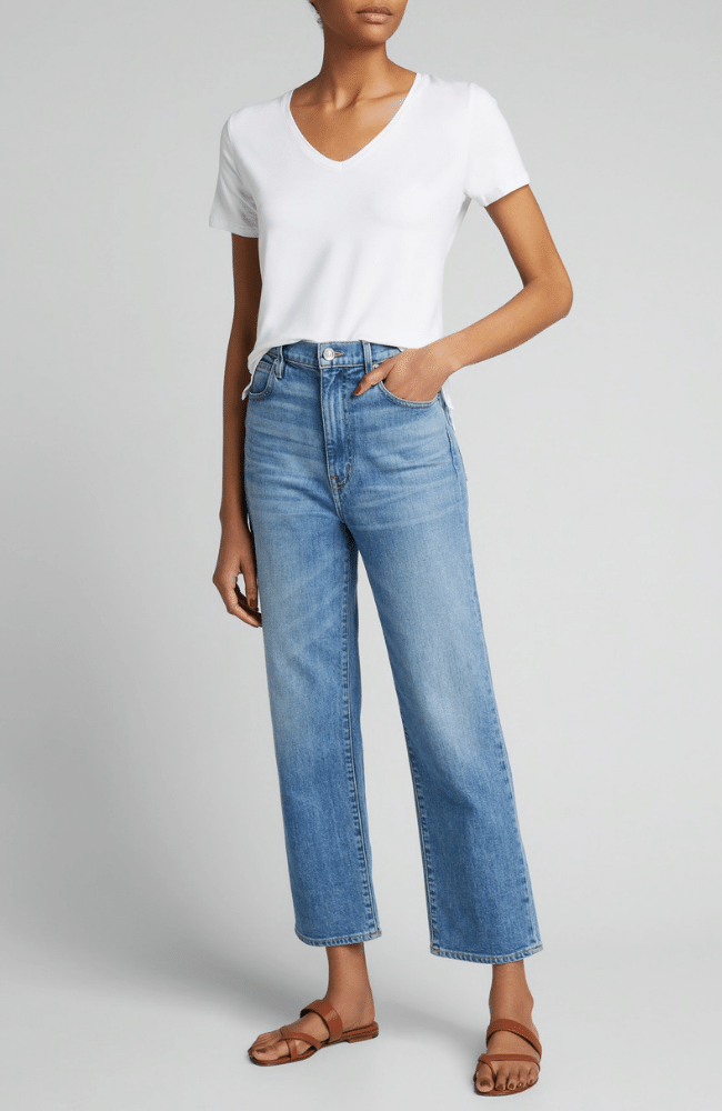 COTTON SILK SEMI RELAXED S/S V-NECK BLANC-MAJESTIC FILATURES-FLOW BY NICOLE CANADA
