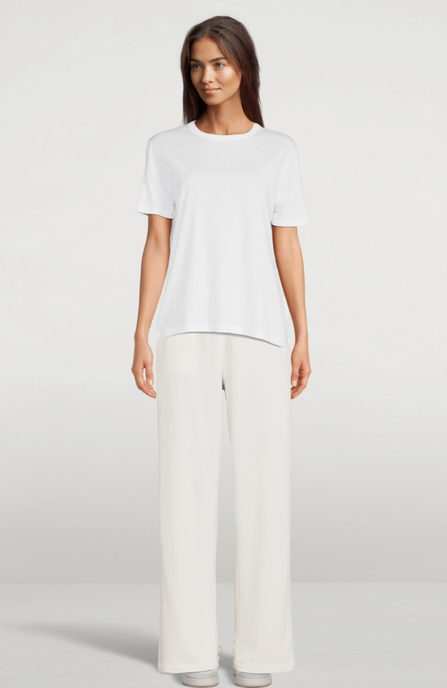 LYOCELL COTTON SEMI RELAXED S/S CREWNECK WHITE-MAJESTIC FILATURES-FLOW BY NICOLE CANADA