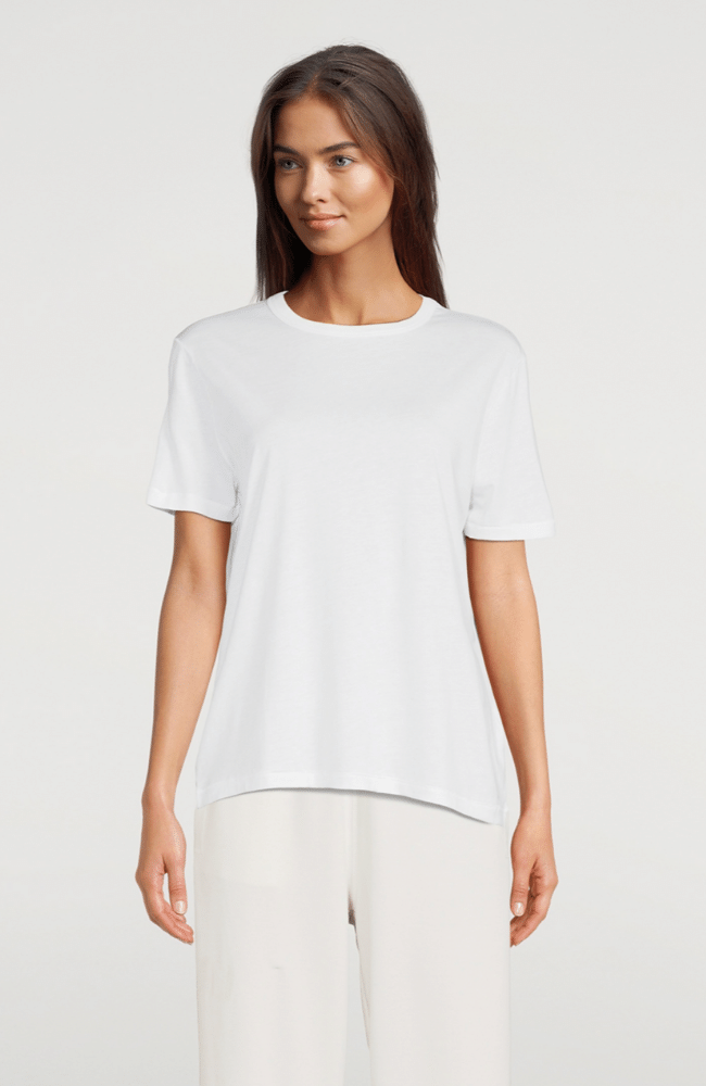 LYOCELL COTTON SEMI RELAXED S/S CREWNECK WHITE-MAJESTIC FILATURES-FLOW BY NICOLE CANADA