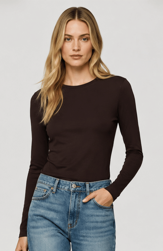 MACHINE WASHABLE CASHMERE CREWNECK in CHOCOLATE MOUSSE-MAJESTIC FILATURES-FLOW BY NICOLE CANADA