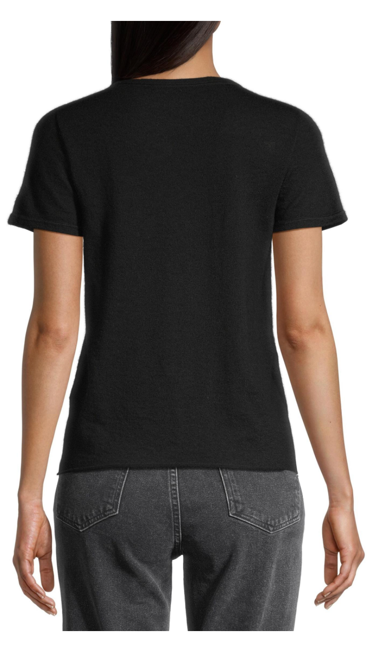 MACHINE WASHABLE CASMHERE T-SHIRT in BLACK-MAJESTIC FILATURES-FLOW BY NICOLE CANADA