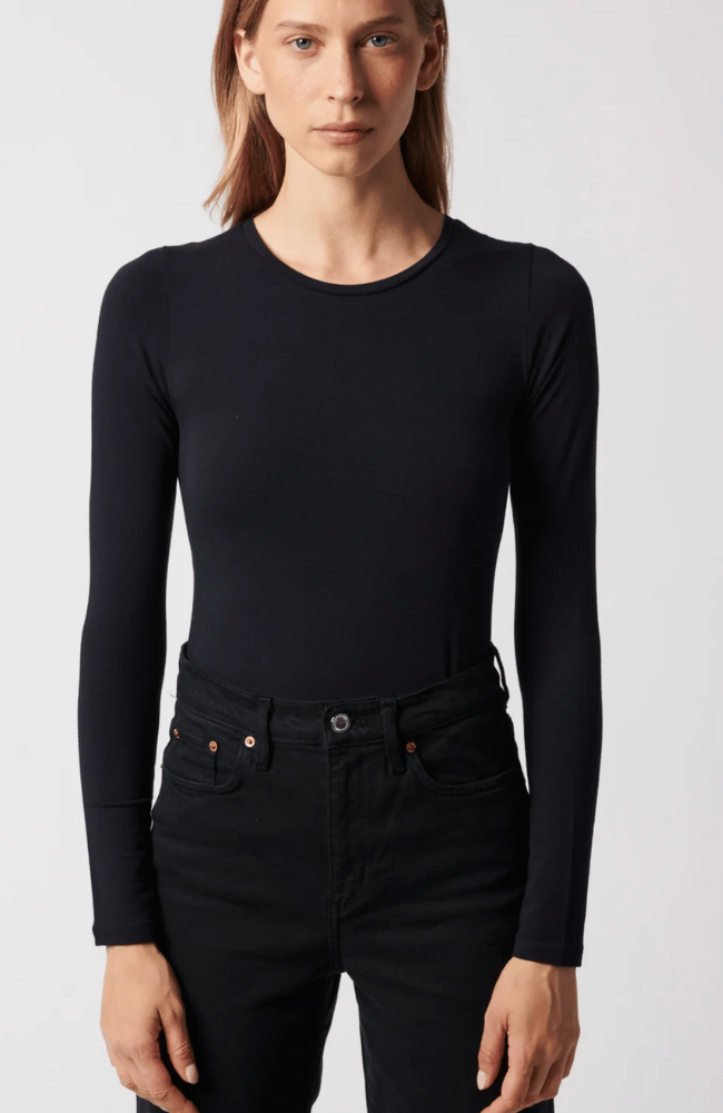 SOFT TOUCH LONG SLEEVE CREW NECK TEE in NOIR-MAJESTIC FILATURES-FLOW BY NICOLE CANADA