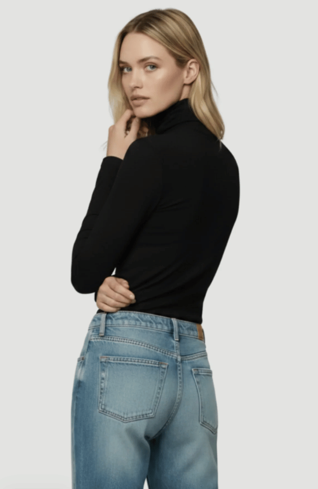 SOFT TOUCH LONG SLEEVE TURTLENECK in NOIR-MAJESTIC FILATURES-FLOW BY NICOLE CANADA