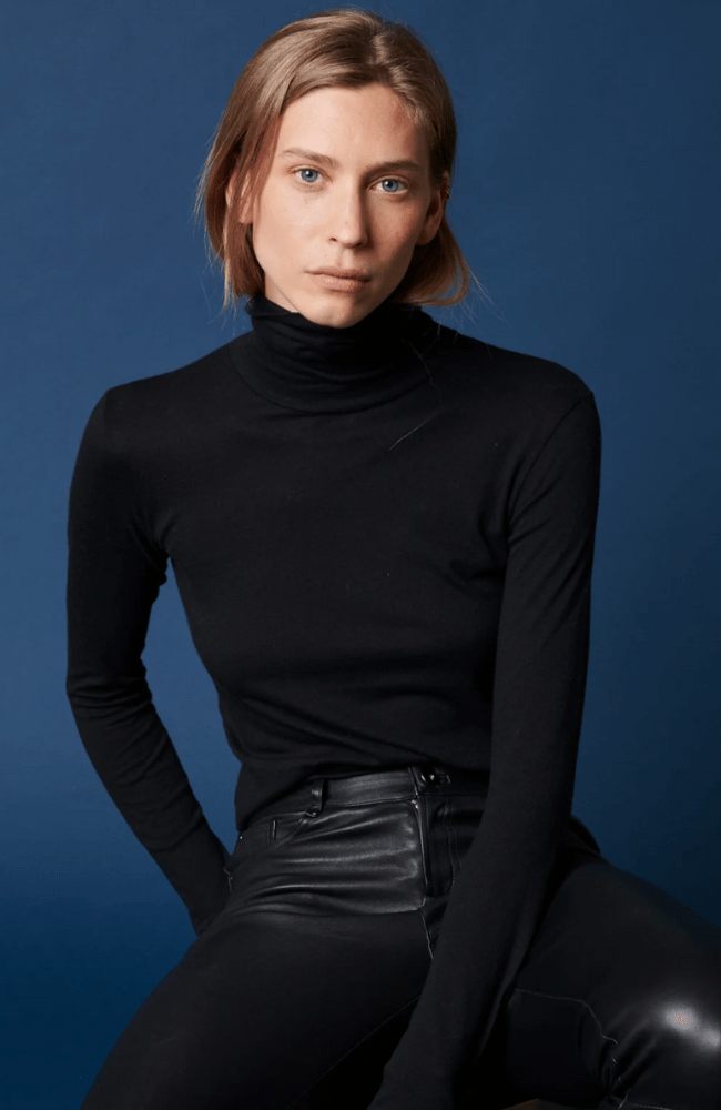 SOFT TOUCH TURTLENECK in NOIR-MAJESTIC FILATURES-FLOW BY NICOLE CANADA