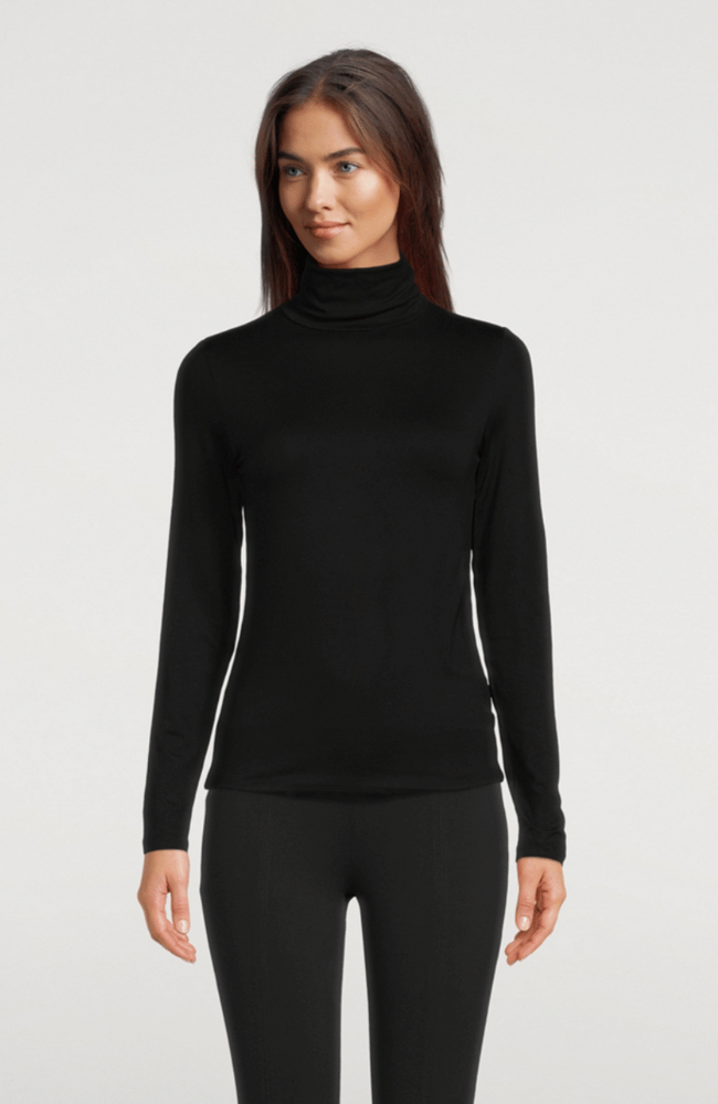 SOFT TOUCH TURTLENECK in NOIR-MAJESTIC FILATURES-FLOW BY NICOLE CANADA