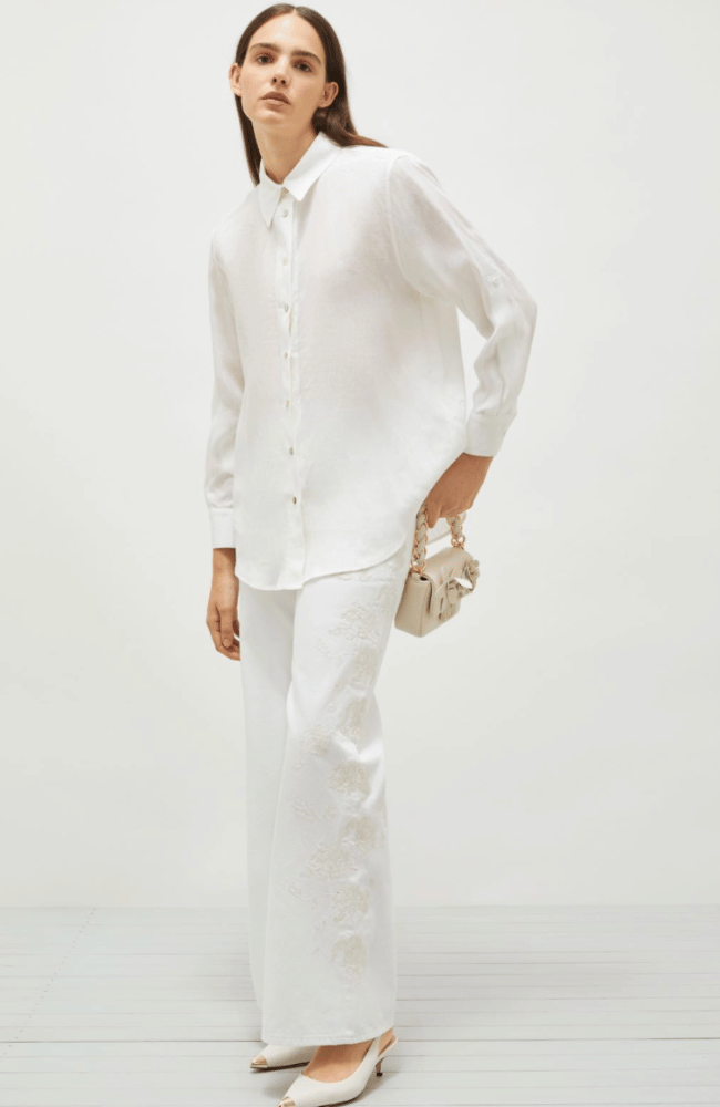 IXIE LINEN SHIRT - OPTIC WHITE-MARELLA by MAX MARA-FLOW BY NICOLE CANADA