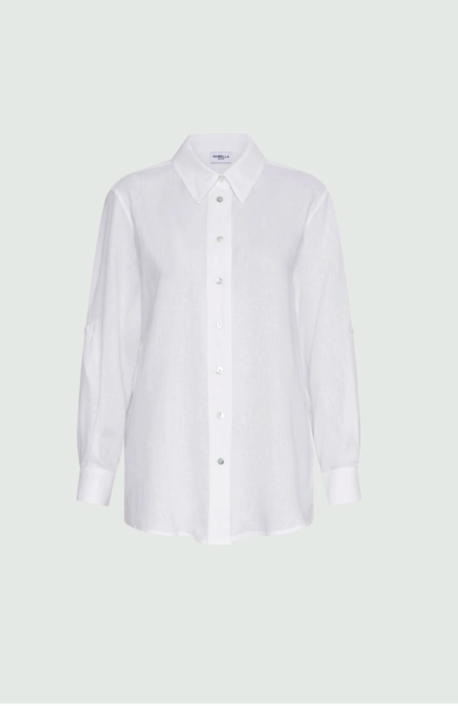 IXIE LINEN SHIRT - OPTIC WHITE-MARELLA by MAX MARA-FLOW BY NICOLE CANADA