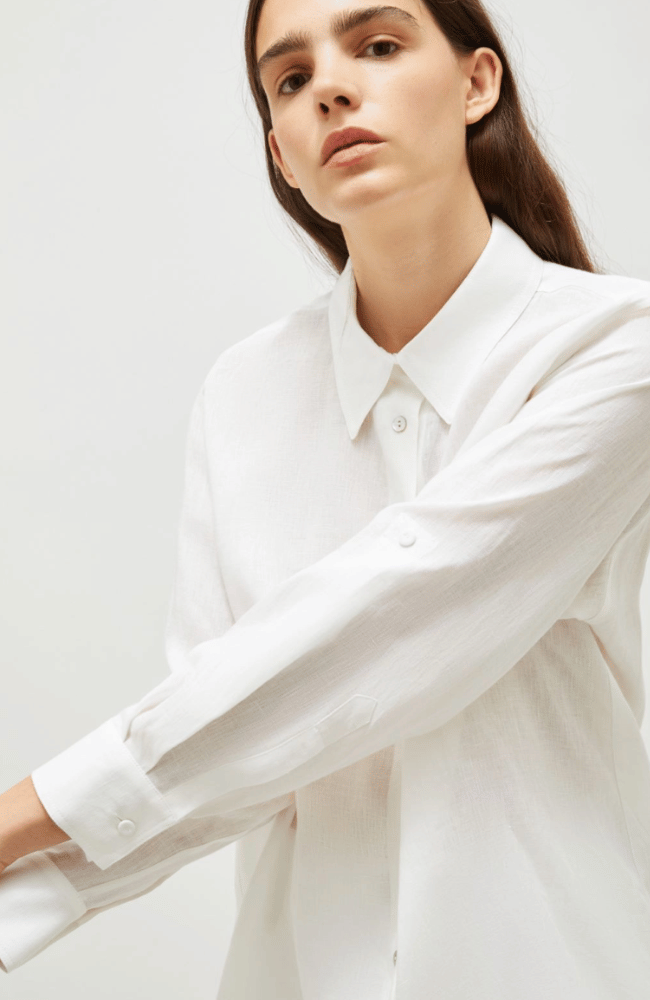 IXIE LINEN SHIRT - OPTIC WHITE-MARELLA by MAX MARA-FLOW BY NICOLE CANADA