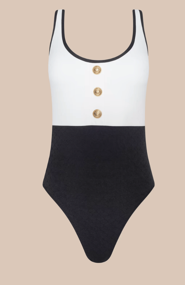 MILA ONE-PIECE SWIMSUIT in BLACK/WHITE-L'AGENCE-FLOW BY NICOLE CANADA