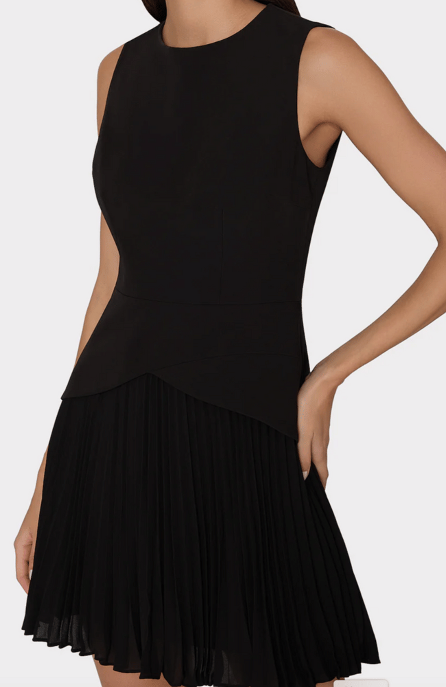 HADDY MINI PLEATED DRESS in BLACK-MILLY-FLOW BY NICOLE CANADA