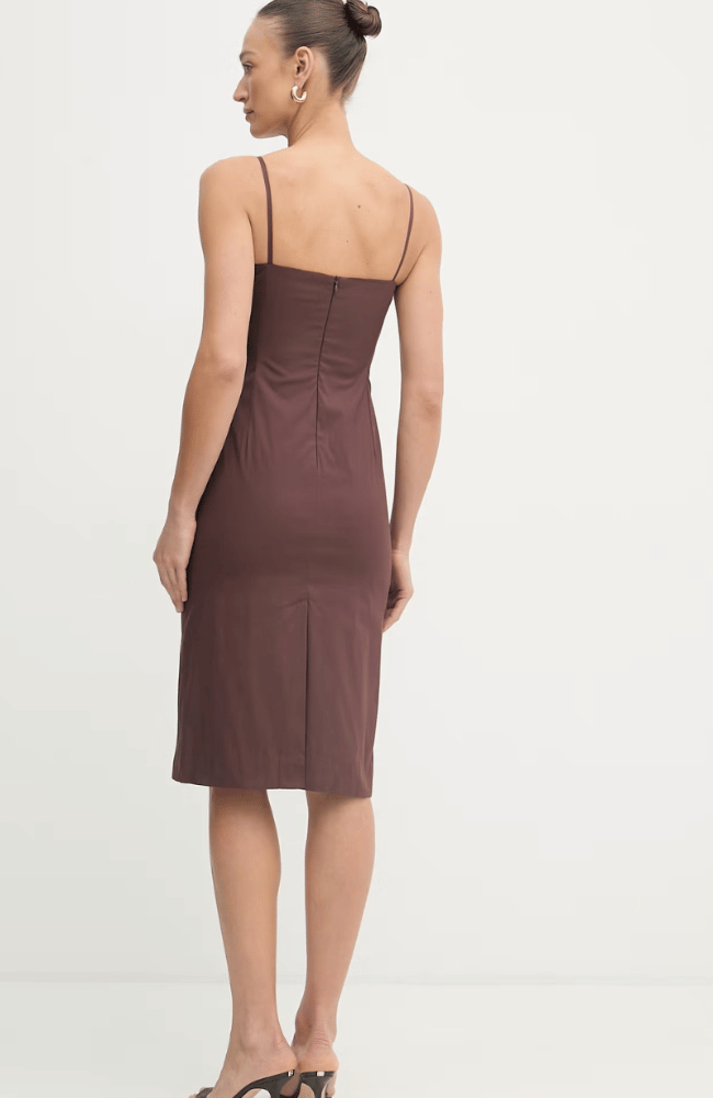 MLLCIOCCA DRAPED POPLIN DRESS in BROWN-MARELLA by MAX MARA-FLOW BY NICOLE CANADA