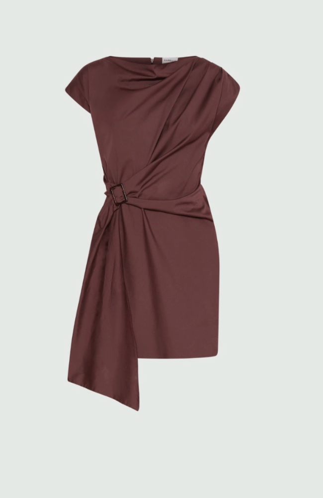 MLLSABINE DRAPED MIDI DRESS in BROWN-MARELLA by MAX MARA-FLOW BY NICOLE CANADA