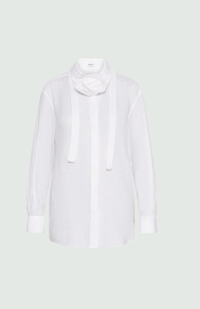 MLSEDITORE LINEN SHIRT in OPTIC WHITE-MARELLA by MAX MARA-FLOW BY NICOLE CANADA