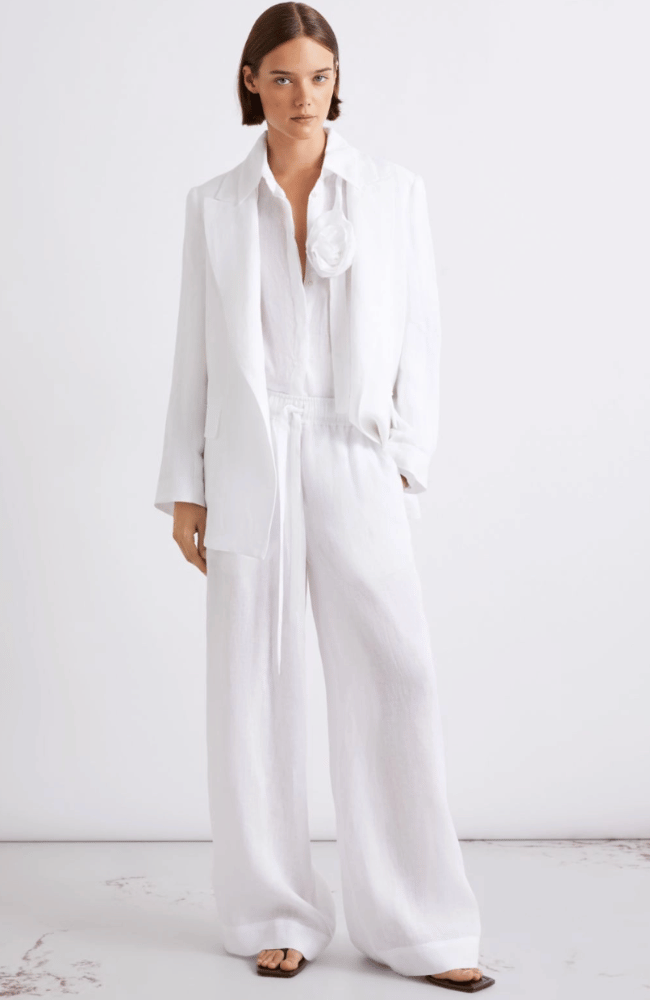 MLSEDITORE LINEN SHIRT in OPTIC WHITE-MARELLA by MAX MARA-FLOW BY NICOLE CANADA