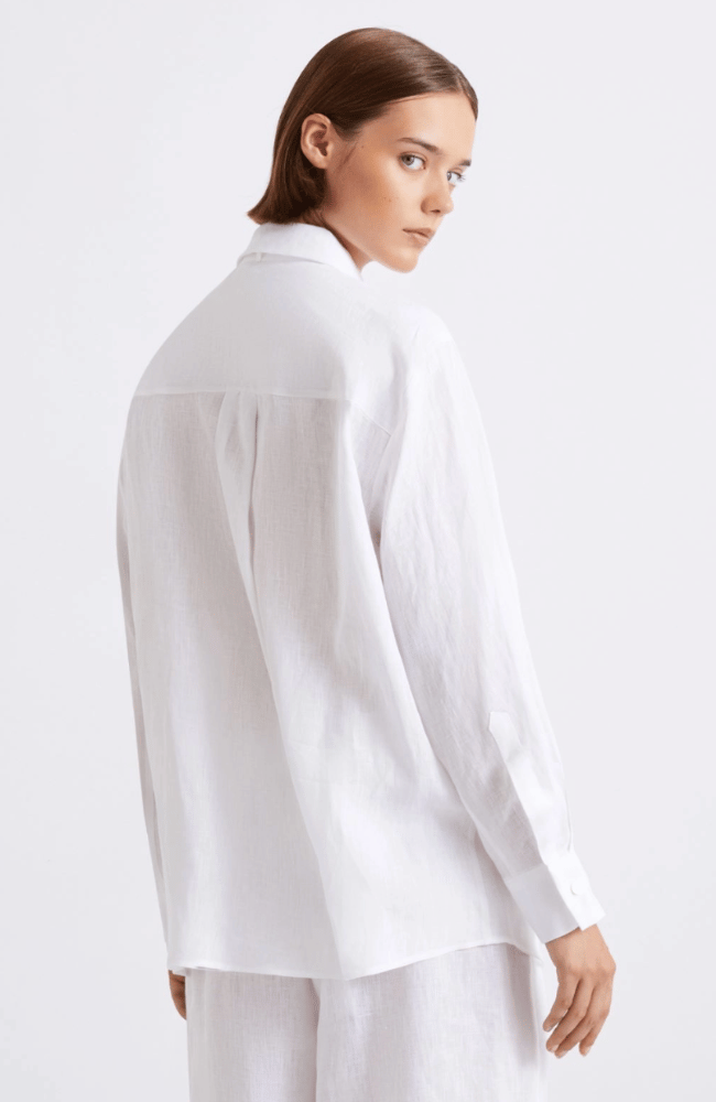 MLSEDITORE LINEN SHIRT in OPTIC WHITE-MARELLA by MAX MARA-FLOW BY NICOLE CANADA