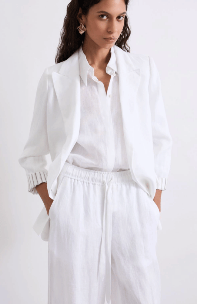 MLSSAUNA LINEN BLAZER in OPTIC WHITE-MARELLA by MAX MARA-FLOW BY NICOLE CANADA
