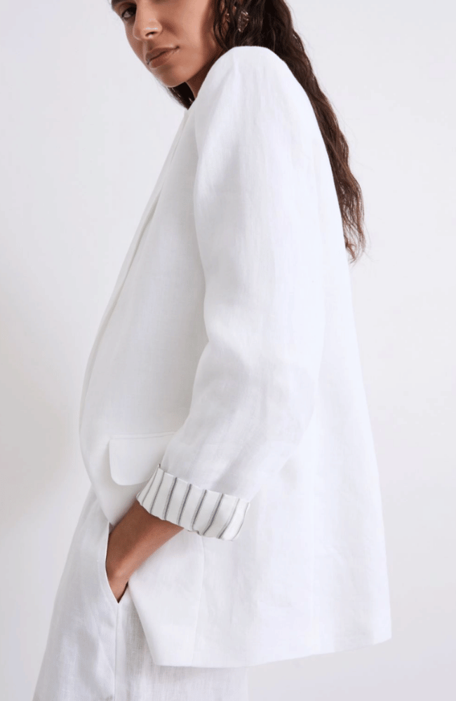 MLSSAUNA LINEN BLAZER in OPTIC WHITE-MARELLA by MAX MARA-FLOW BY NICOLE CANADA