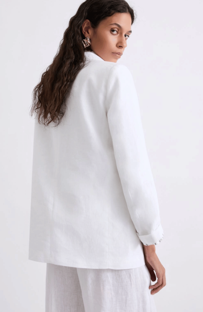 MLSSAUNA LINEN BLAZER in OPTIC WHITE-MARELLA by MAX MARA-FLOW BY NICOLE CANADA
