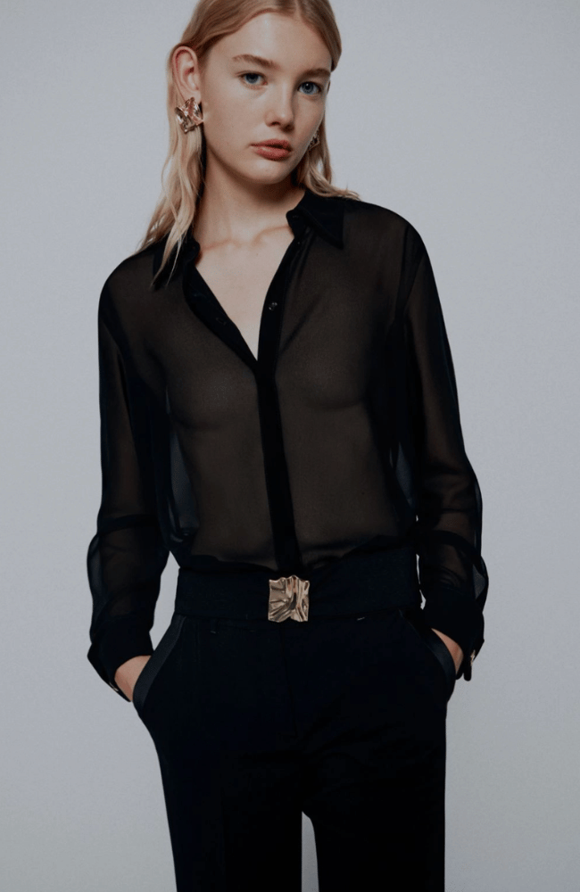 MLTARCA GEORGETTE BLOUSE in BLACK-MARELLA by MAX MARA-FLOW BY NICOLE CANADA