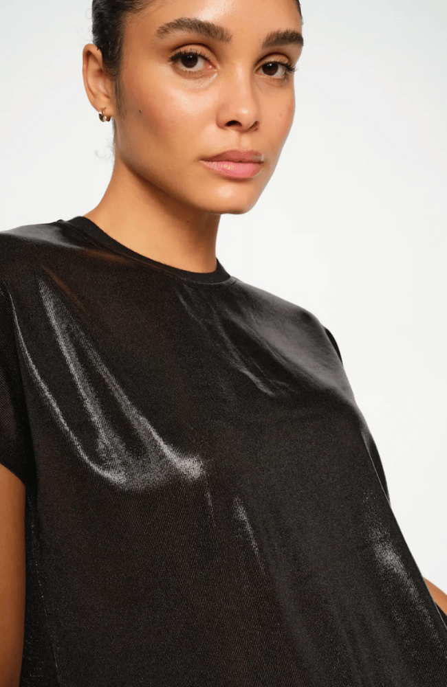MM NIVOLA O-NECK MATALIC TEE in BLACK-MOS MOSH-FLOW BY NICOLE CANADA