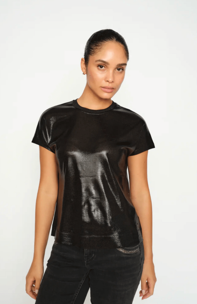 MM NIVOLA O-NECK MATALIC TEE in BLACK-MOS MOSH-FLOW BY NICOLE CANADA