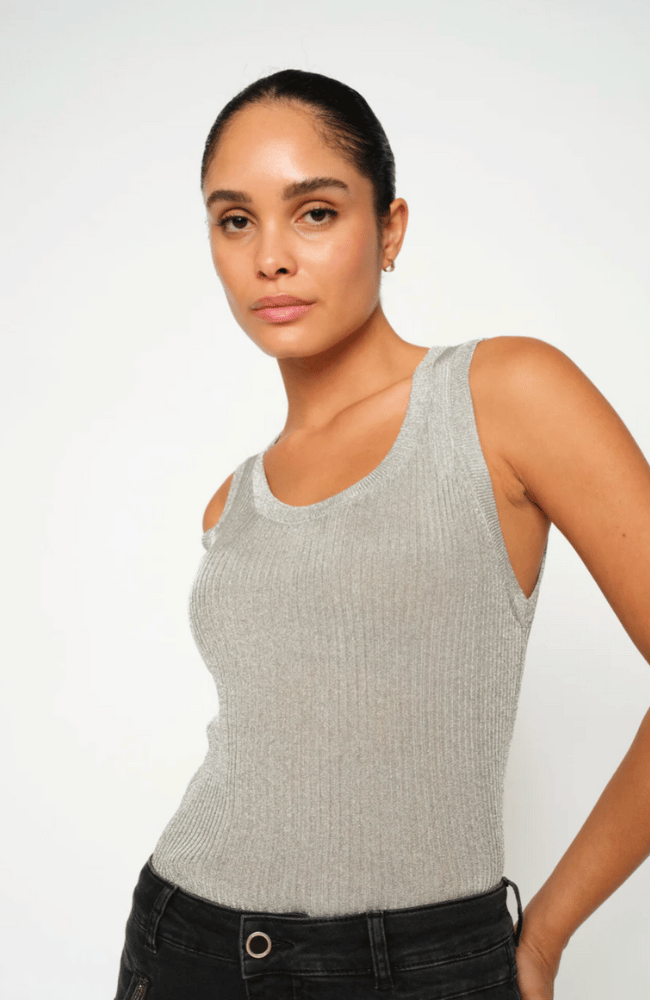 MM RELENA IMANJA KNIT TANK TOP in SILVER-MOS MOSH-FLOW BY NICOLE CANADA