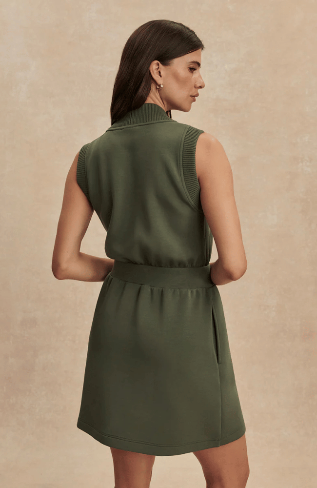 POLYANNA HALF ZIP DRESS in THYME-Varley-FLOW BY NICOLE CANADA
