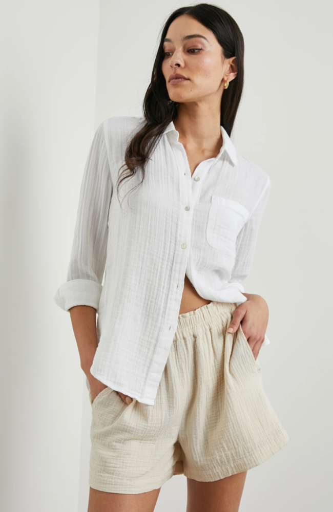 ELLIS SHIRT in WHITE-RAILS-FLOW BY NICOLE CANADA