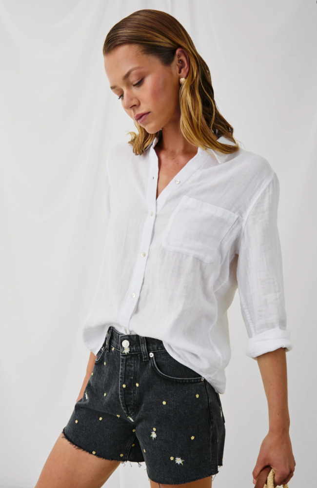 ELLIS SHIRT in WHITE-RAILS-FLOW BY NICOLE CANADA