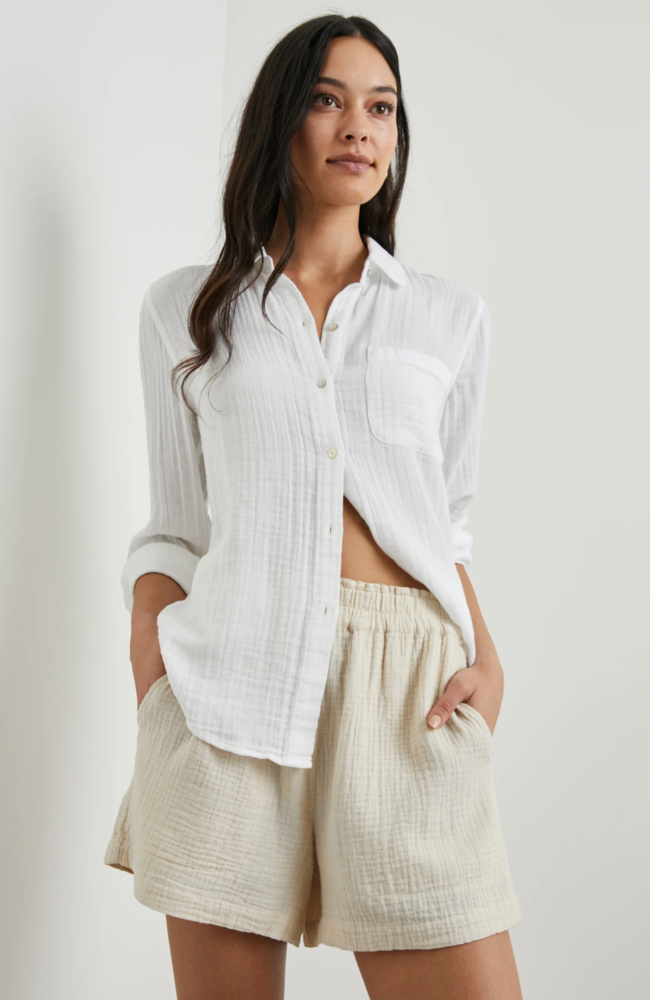 ELLIS SHIRT in WHITE-RAILS-FLOW BY NICOLE CANADA