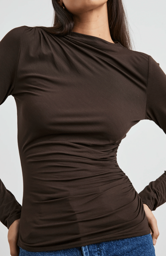 JOELLE TOP in ESPRESSO-RAILS-FLOW BY NICOLE CANADA