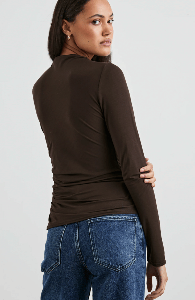 JOELLE TOP in ESPRESSO-RAILS-FLOW BY NICOLE CANADA