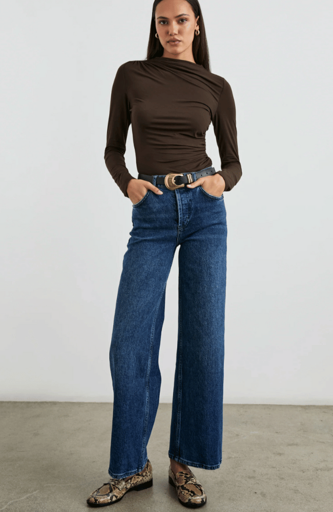 JOELLE TOP in ESPRESSO-RAILS-FLOW BY NICOLE CANADA