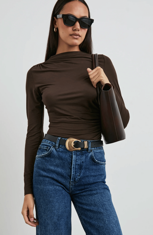 JOELLE TOP in ESPRESSO-RAILS-FLOW BY NICOLE CANADA
