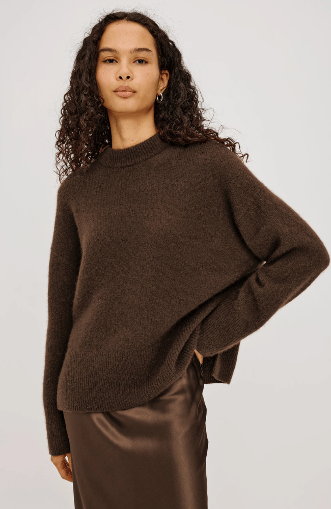 MIRANDA SWEATER in CHOCOLATE-RAILS-FLOW BY NICOLE CANADA