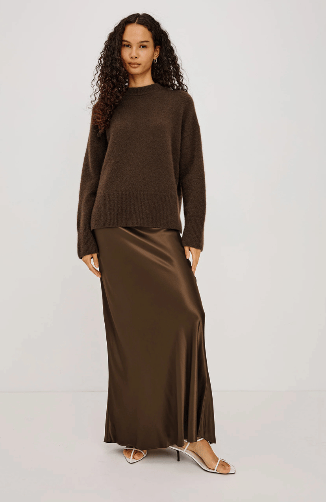 MIRANDA SWEATER in CHOCOLATE-RAILS-FLOW BY NICOLE CANADA