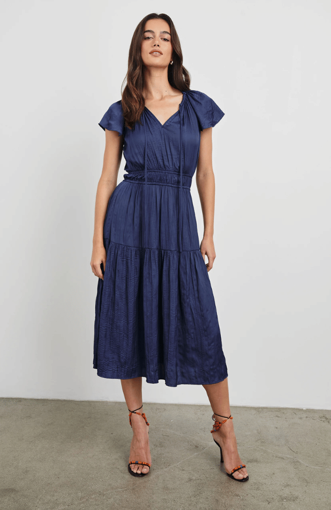 MIRIELLE DRESS in ADMIRAL BLUE-RAILS-FLOW BY NICOLE CANADA