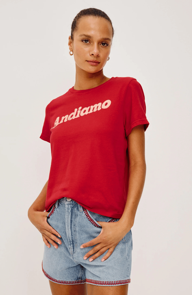 RAILS X GIADZY THE CLASSIC CREW TEE in ANDIAMO TOMATO-RAILS-FLOW BY NICOLE CANADA
