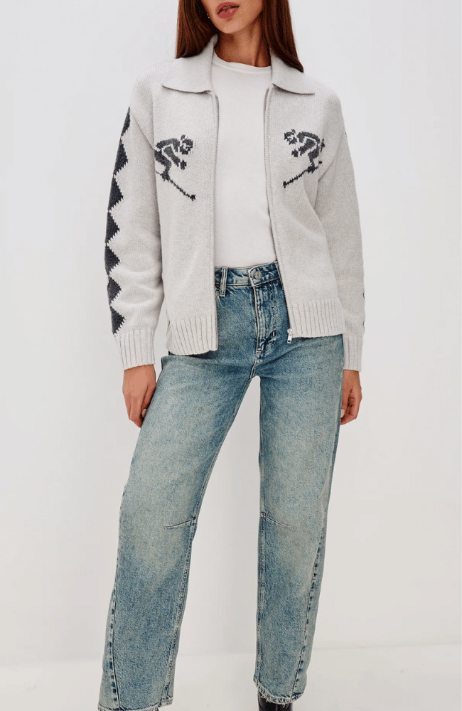 RHEA SWEATER IN POWDER GREY-RAILS-FLOW BY NICOLE CANADA