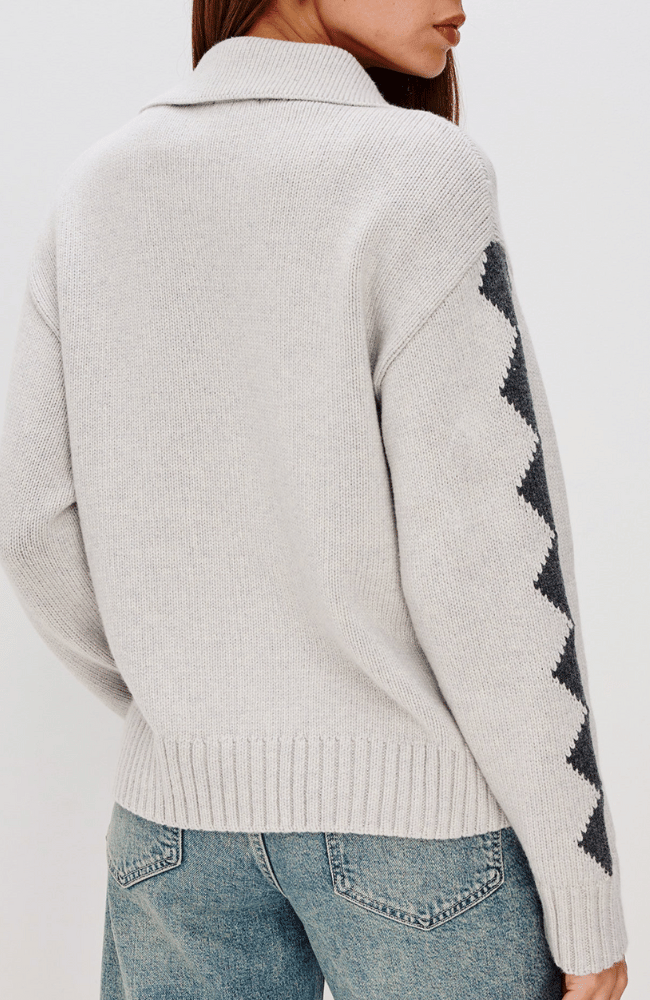 RHEA SWEATER IN POWDER GREY-RAILS-FLOW BY NICOLE CANADA