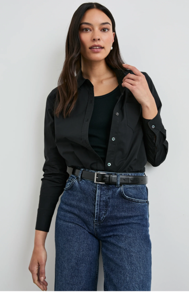 STINA SHIRT in BLACK-RAILS-FLOW BY NICOLE CANADA