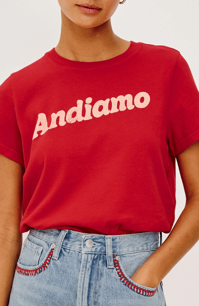 RAILS X GIADZY THE CLASSIC CREW TEE in ANDIAMO TOMATO-RAILS-FLOW BY NICOLE CANADA