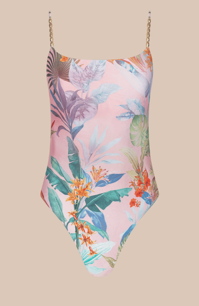 REMI ONE-PIECE SWIMSUIT in PINK MULTI COLOURFUL PALM-L'AGENCE-FLOW BY NICOLE CANADA