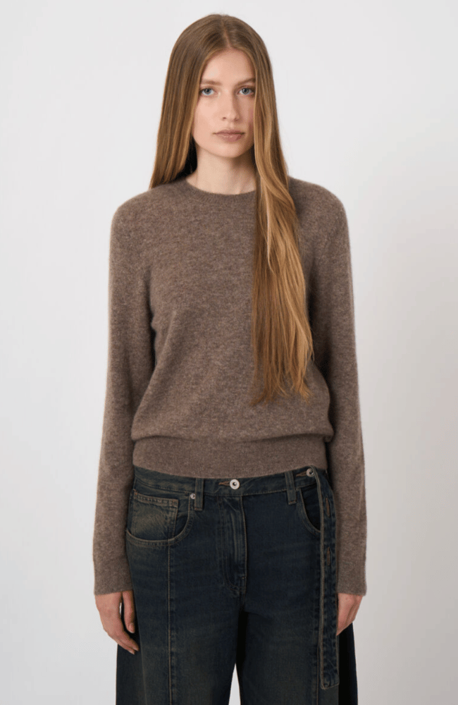 CASHMERE SILK SWEATER in HAZELNUT-REPEAT-FLOW BY NICOLE CANADA